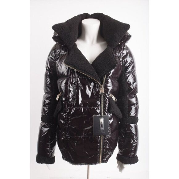 Series By Nicole Benisti Geilo Down Winter Jacket Coat Puffer Shearling Black M - Picture 1 of 6